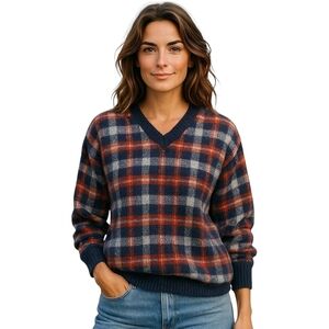 Northern Reflections Blue And Red Plaid Wool Blend Swearer - Size XL